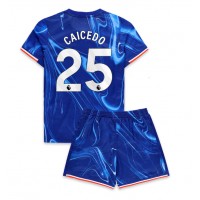 Camiseta Chelsea Moises Caicedo #25 Primera Equipación Replica 2024-25 para niños mangas cortas (+ Pantalones cortos)